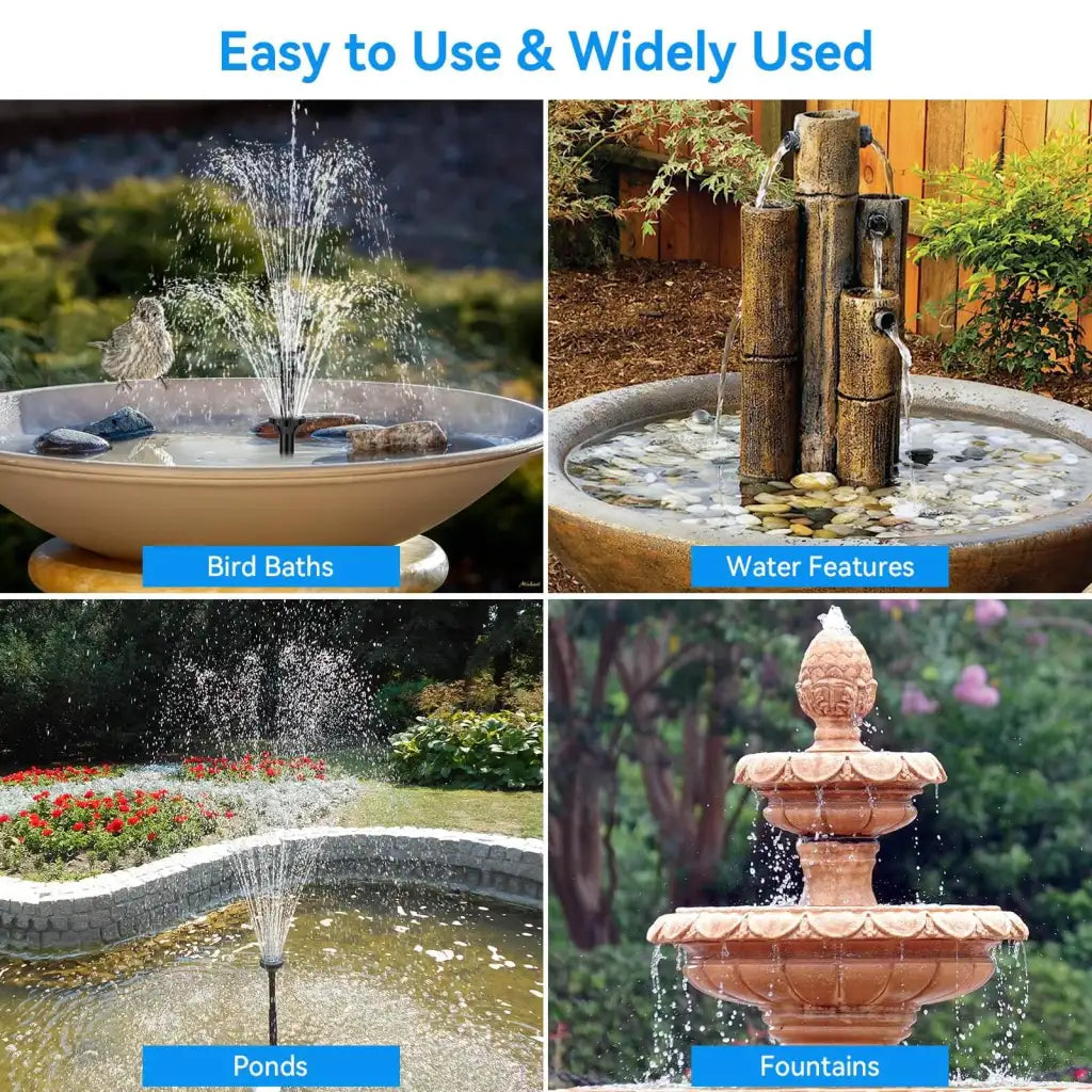 Solar Bird Bath Fountain Pump with 8W Panel, 3600mAh Battery, 10 Nozzles and 9.85-Foot Cord