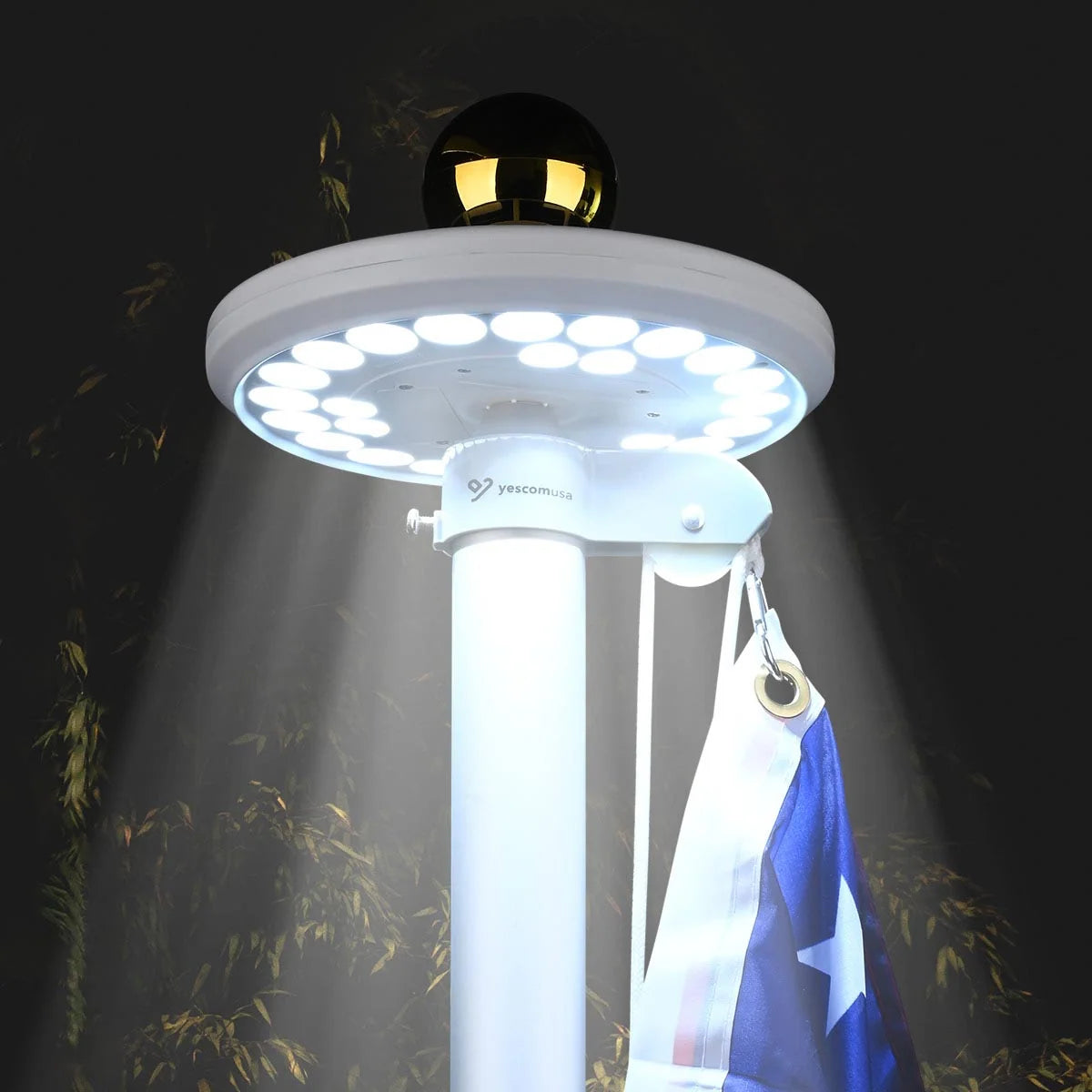 Solar Flagpole Light with 26 LEDs, 7000K Cool White Glow, Auto Dusk-to-Dawn Lighting for Outdoor Flag Display