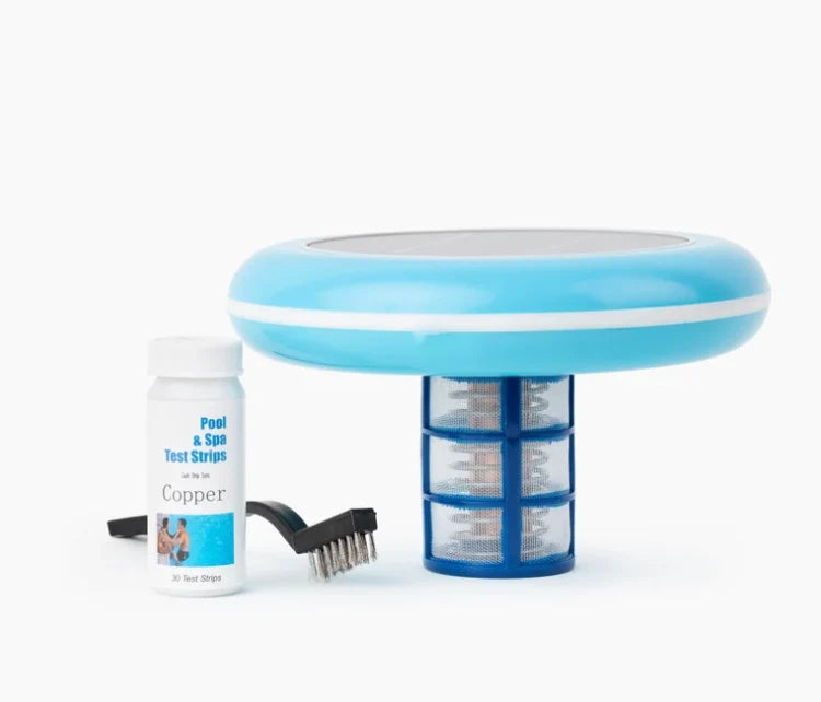 Solar Pool Ionizer for 10,000–35,000 Gallon Pools with Floating Copper Anode and Solar-Powered Water Treatment