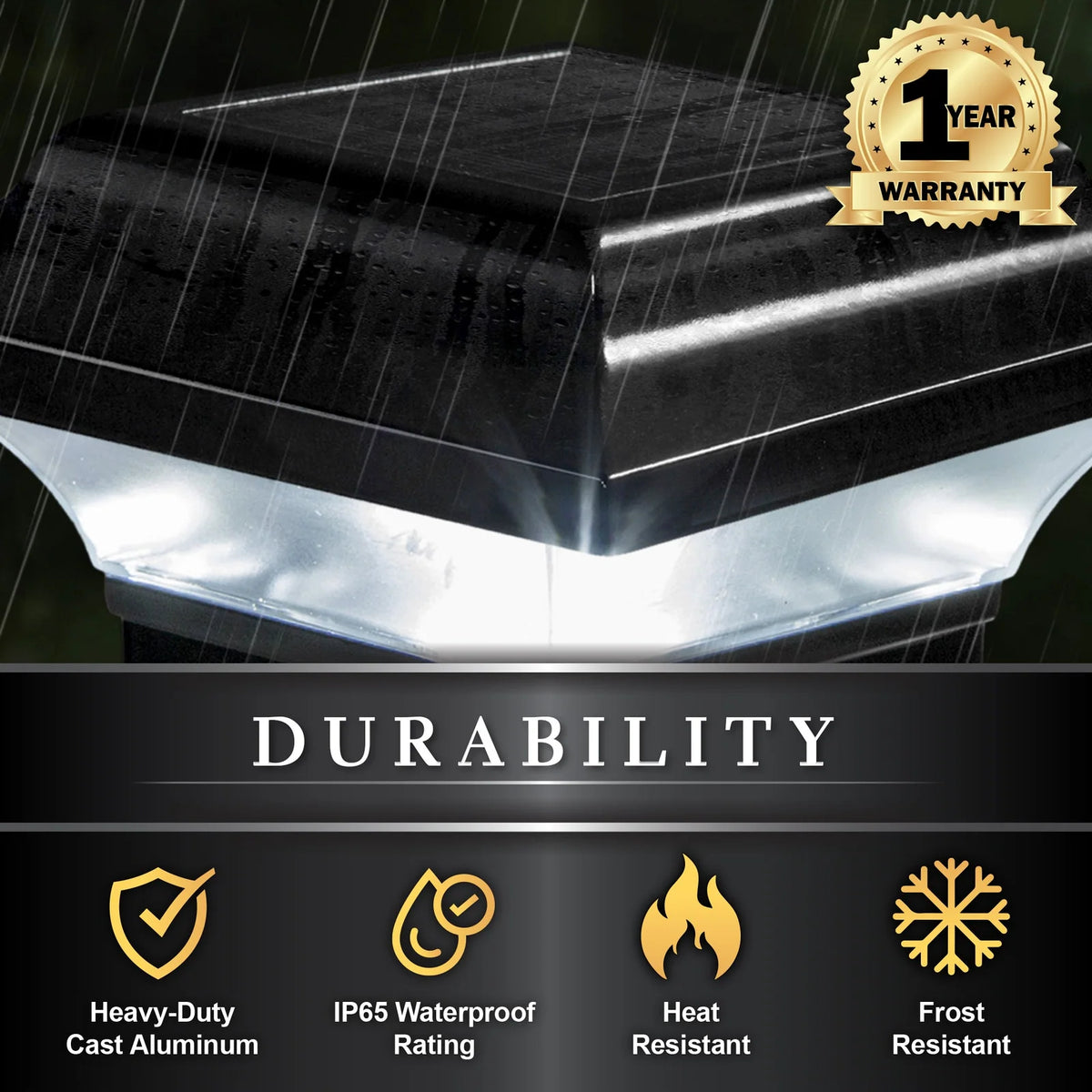 Solar Post Cap in Black Cast Aluminum