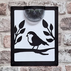 Solar Robin Garden Plaque Wall Decor with Left-Facing Bird Design and Optional White Background