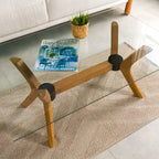 Solid Beech Wood Butterfly Coffee Table Base with 17-Inch Height, Three Sizes and Walnut, Oak or Unfinished Finish