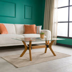 Solid Beech Wood Butterfly Coffee Table Base with 17-Inch Height, Three Sizes and Walnut, Oak or Unfinished Finish