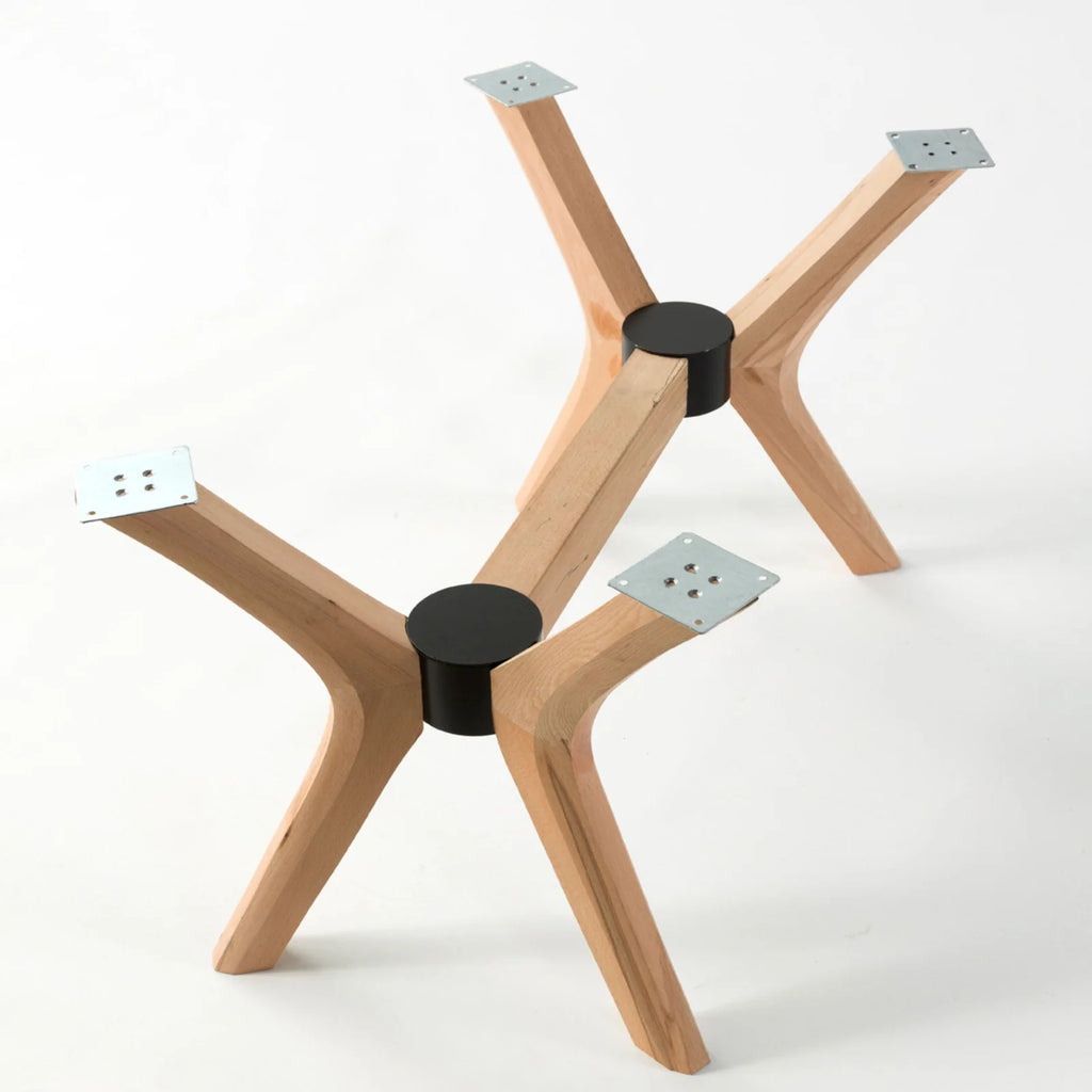 Solid Beech Wood Butterfly Coffee Table Base with 17-Inch Height, Three Sizes and Walnut, Oak or Unfinished Finish