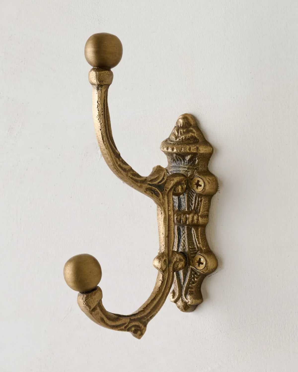 Solid Brass Wall Hook for Home Organization, French Antique Inspired Sculptural Decor for Entryways and Bathrooms