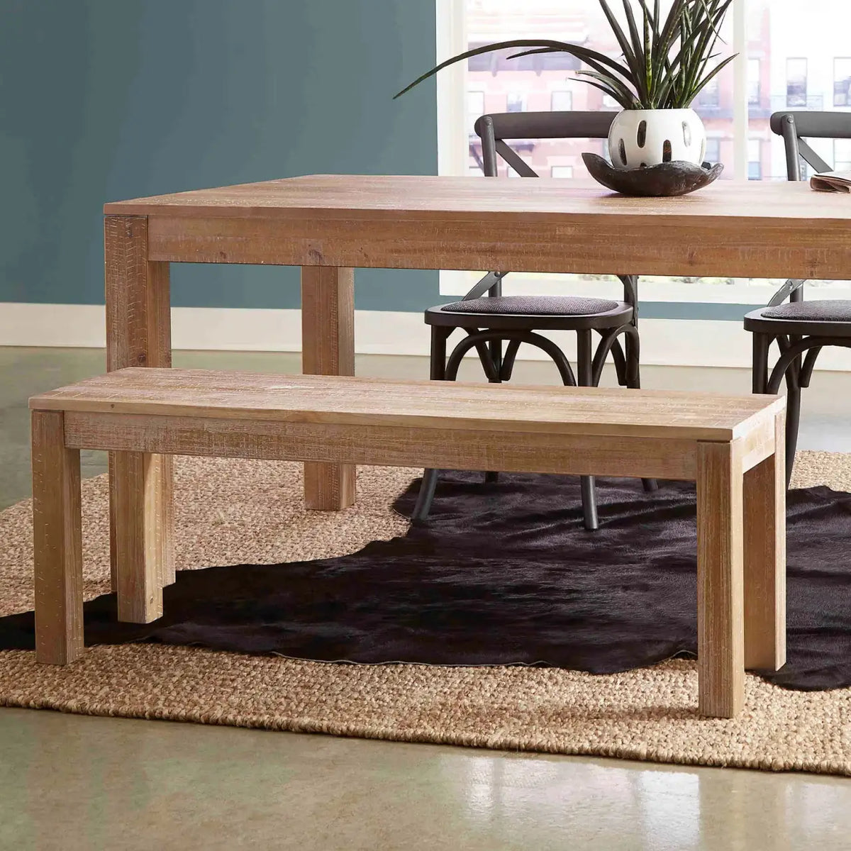 Solid Pine Dining Bench, Driftwood