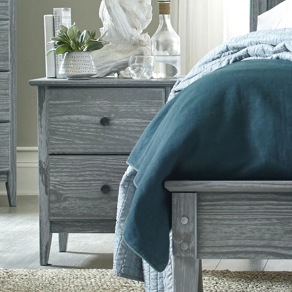 Solid Pine Nightstand, Brushed Grey