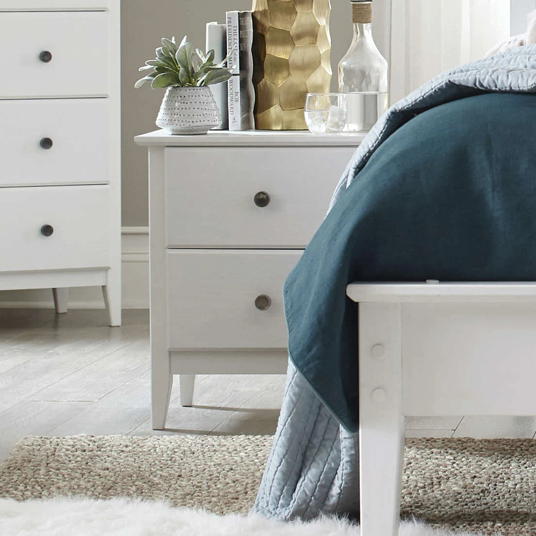 Solid Pine Nightstand, Brushed White
