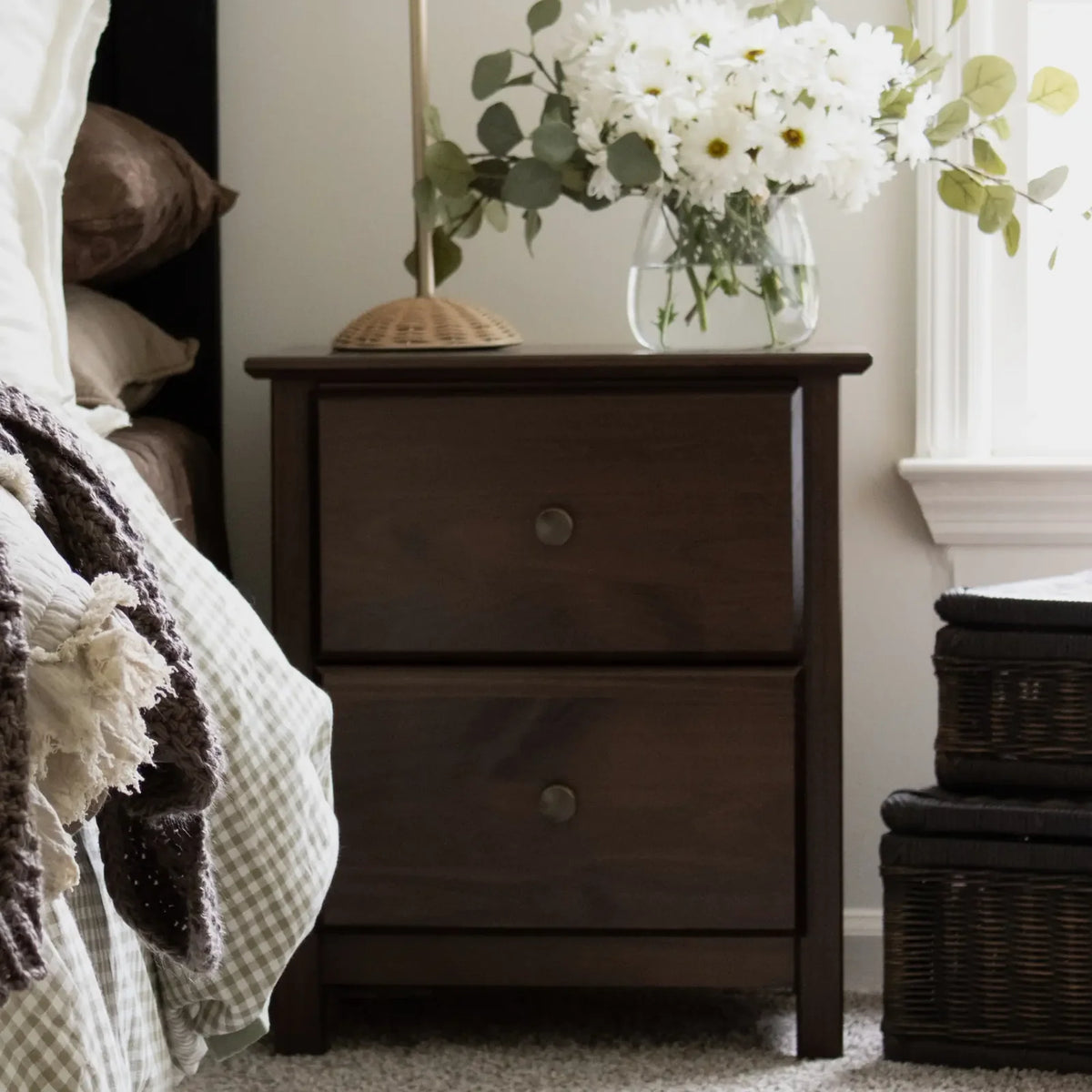 Solid Pine Shaker Nightstand, Expresso