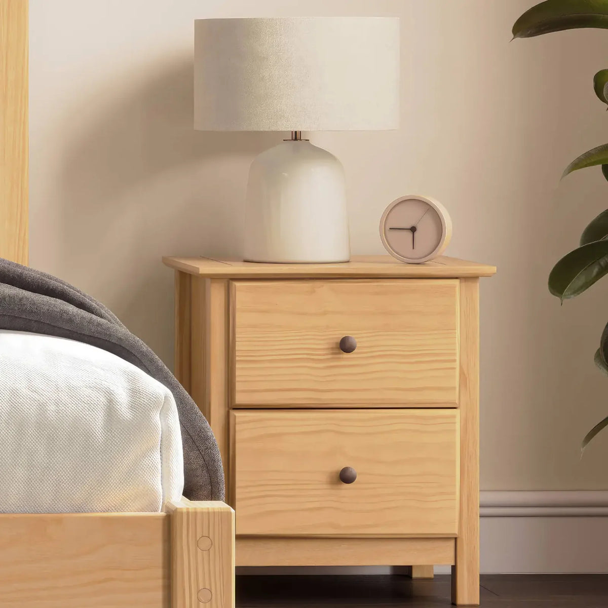 Solid Pine Shaker Nightstand, Natural