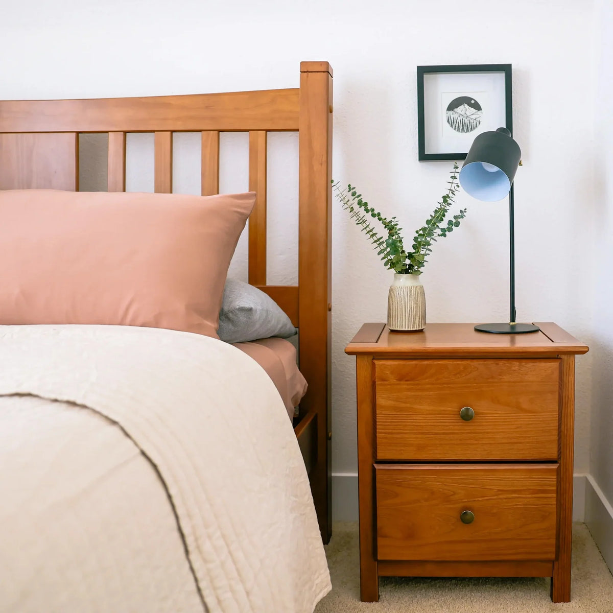 Solid Pine Shaker Nightstand, Walnut