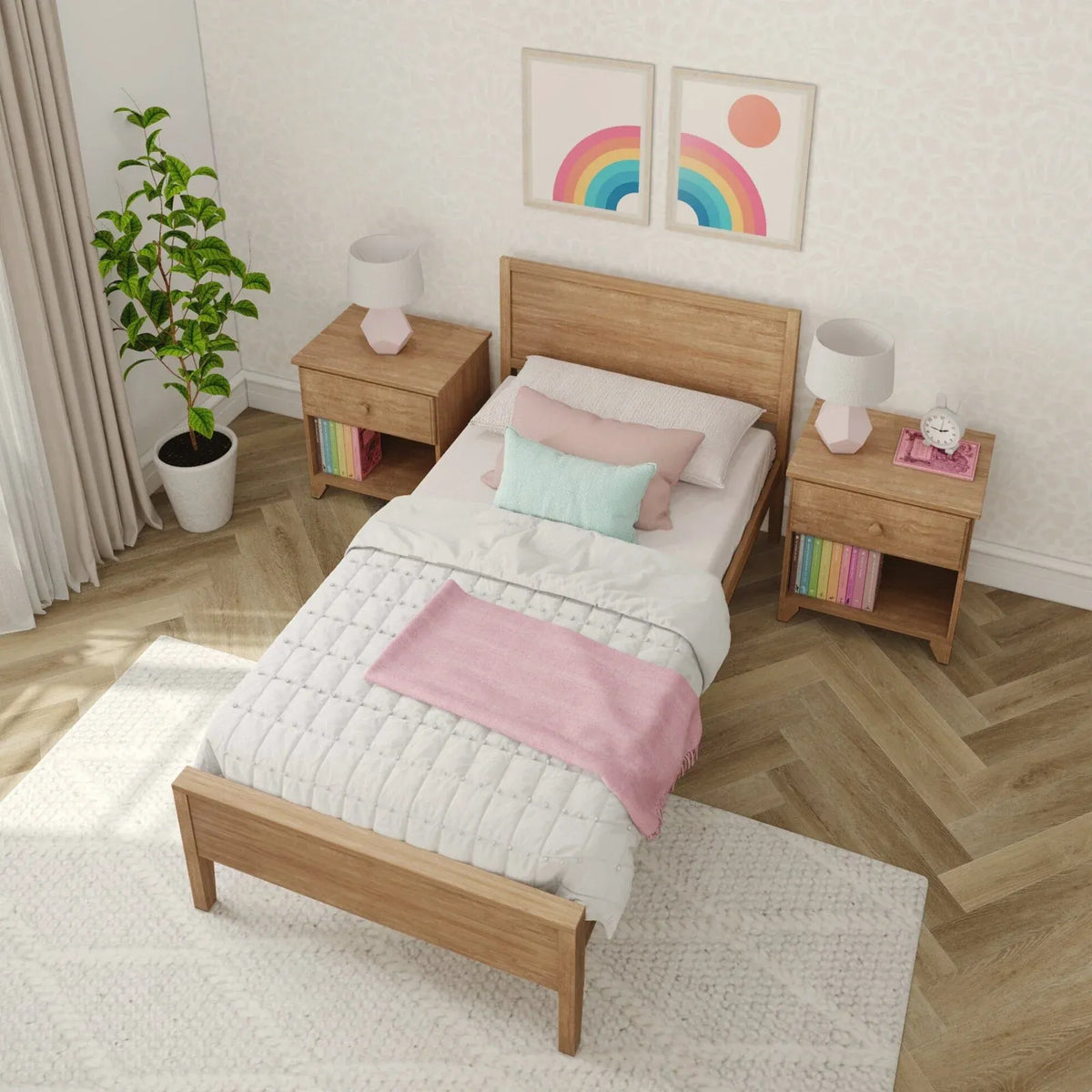 Solid Pine Twin Panel Bed