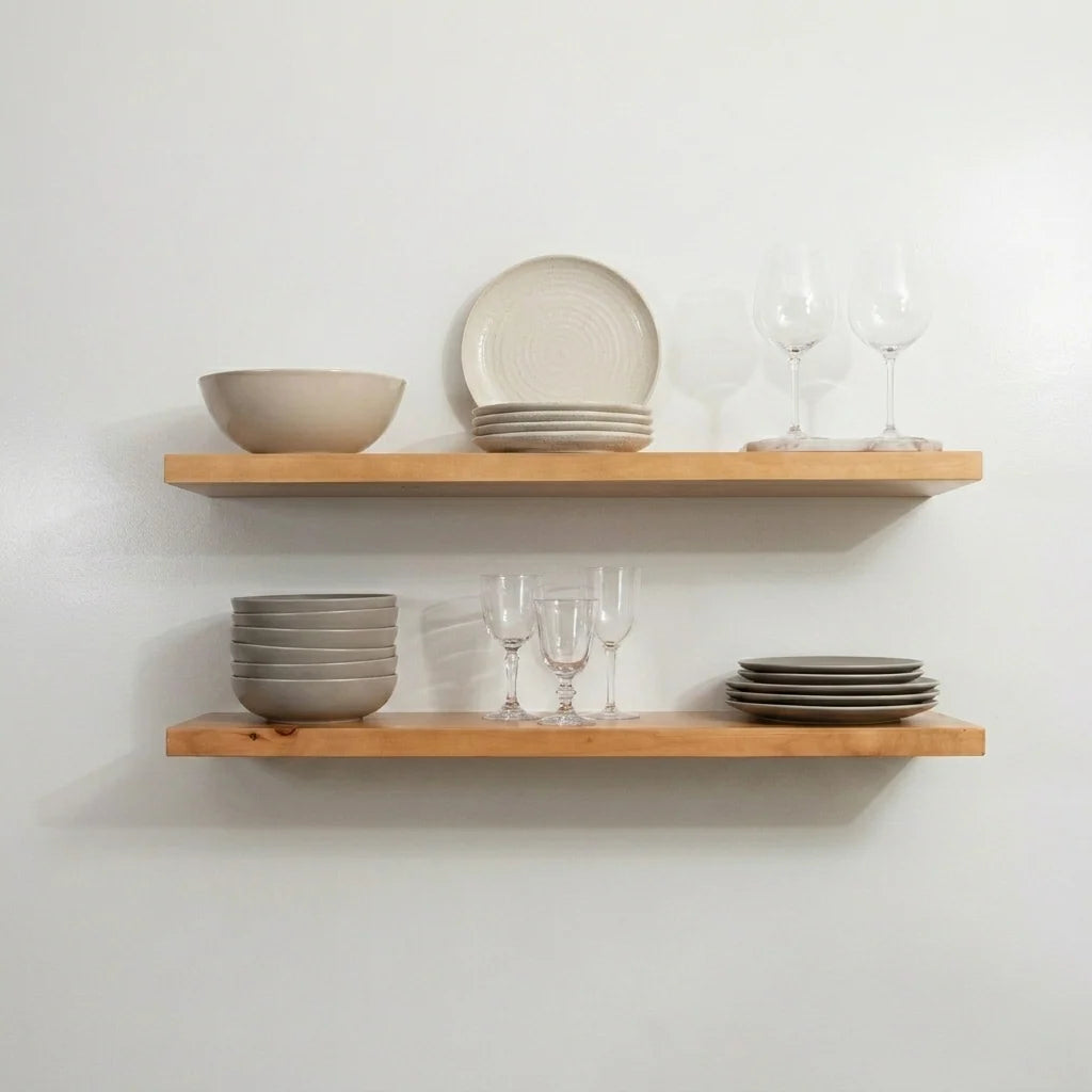 Solid White Pine Floating Wall Shelf