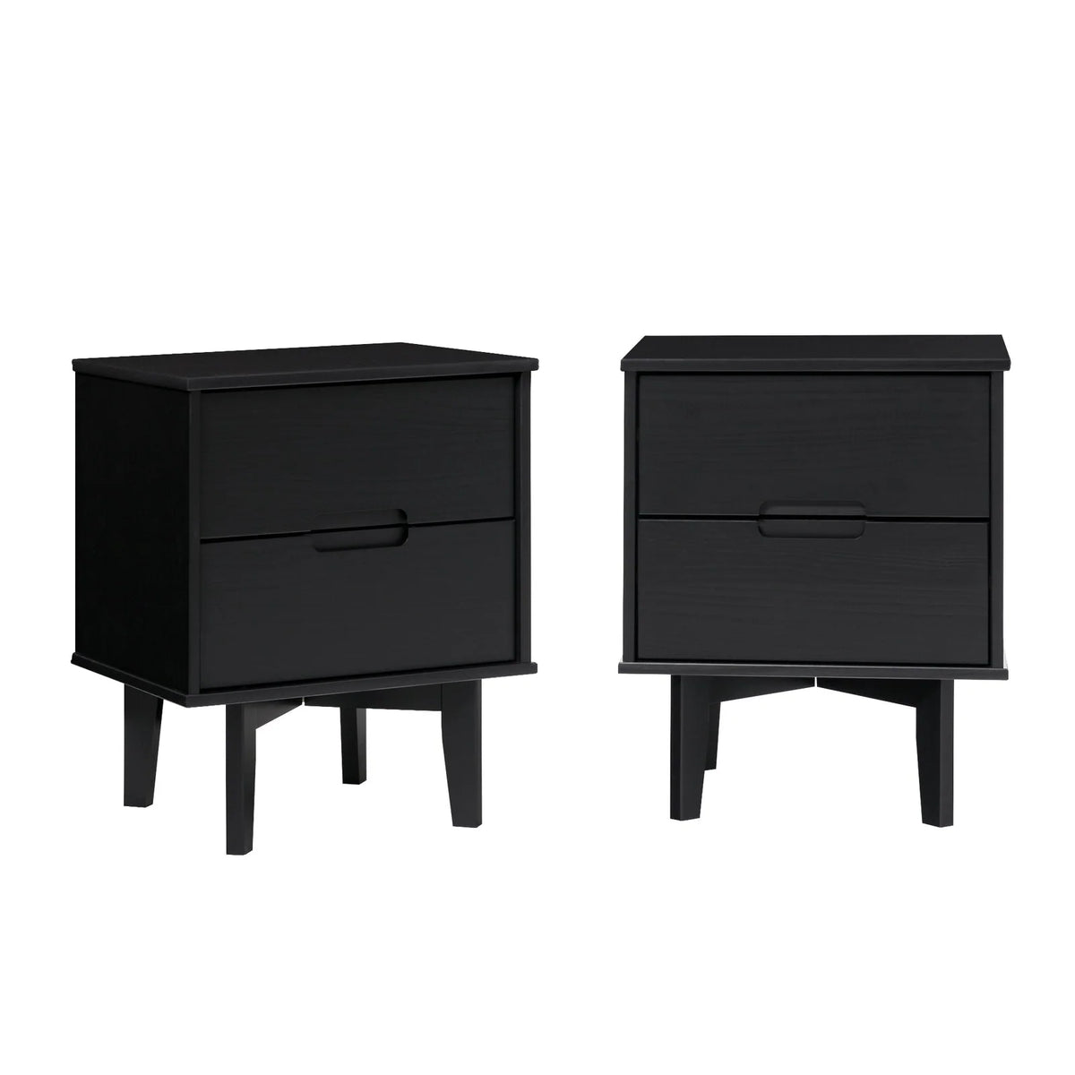 Solid Wood Nightstand, Nightstand 2PK-Black