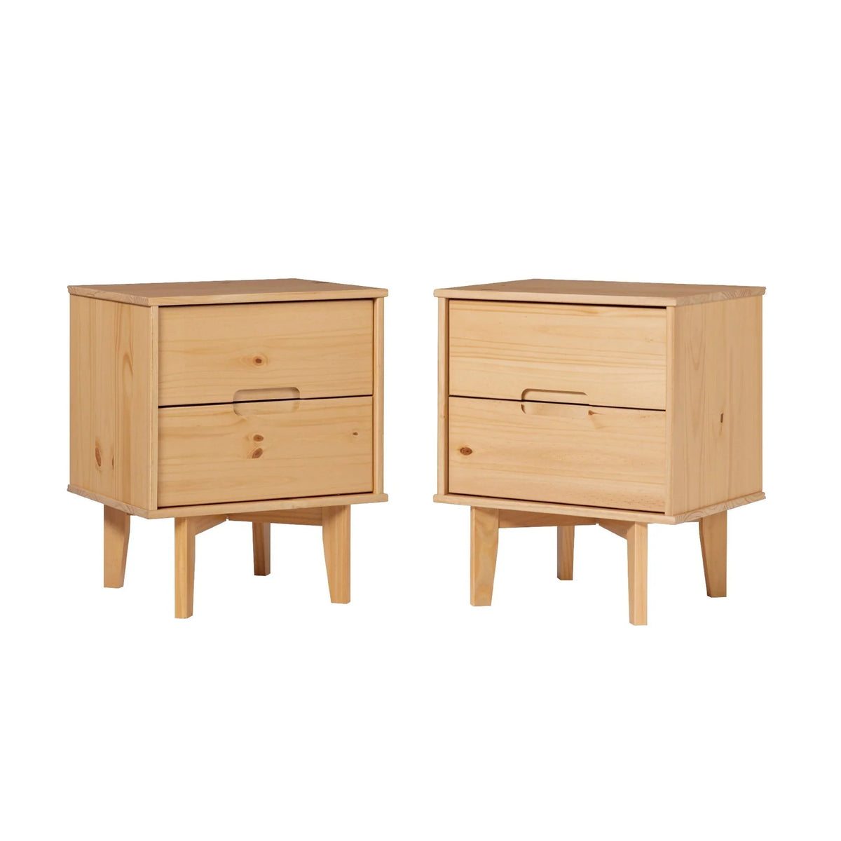 Solid Wood Nightstand, Nightstand 2PK-Natural Pine