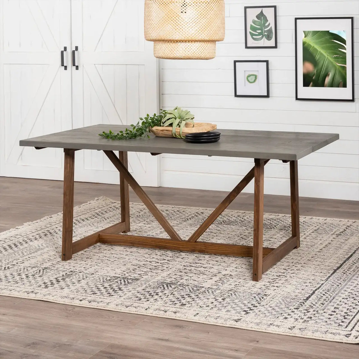 Solid Wood Trestle Dining Table