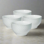 Soup and Cereal Bowls in White Stoneware, Set of 4