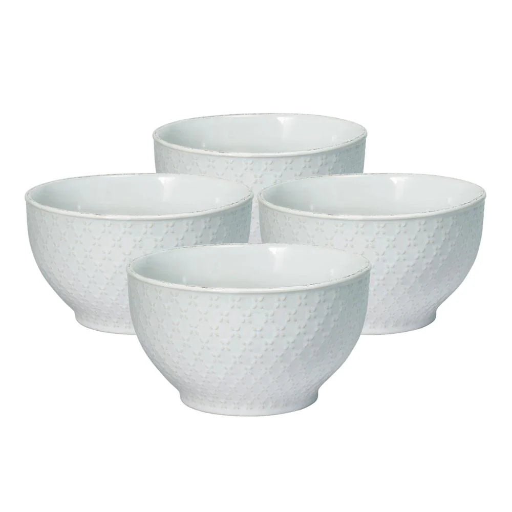 Soup and Cereal Bowls in White Stoneware, Set of 4