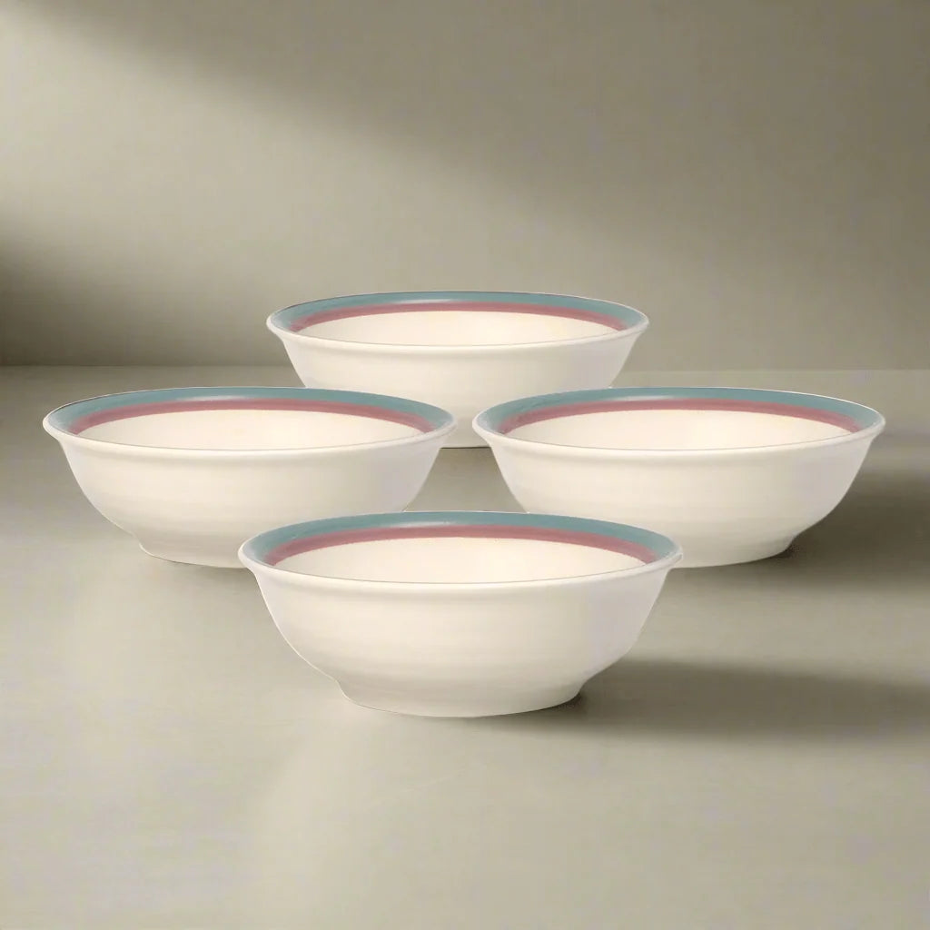 Soup and Cereal Bowls Set of 4 in Beige Stoneware