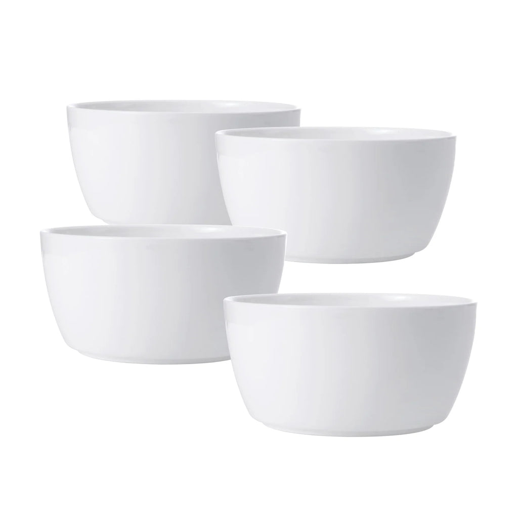 Soup Bowls and Cereal Bowls, Set of 4 White Bone China Bowls, 27