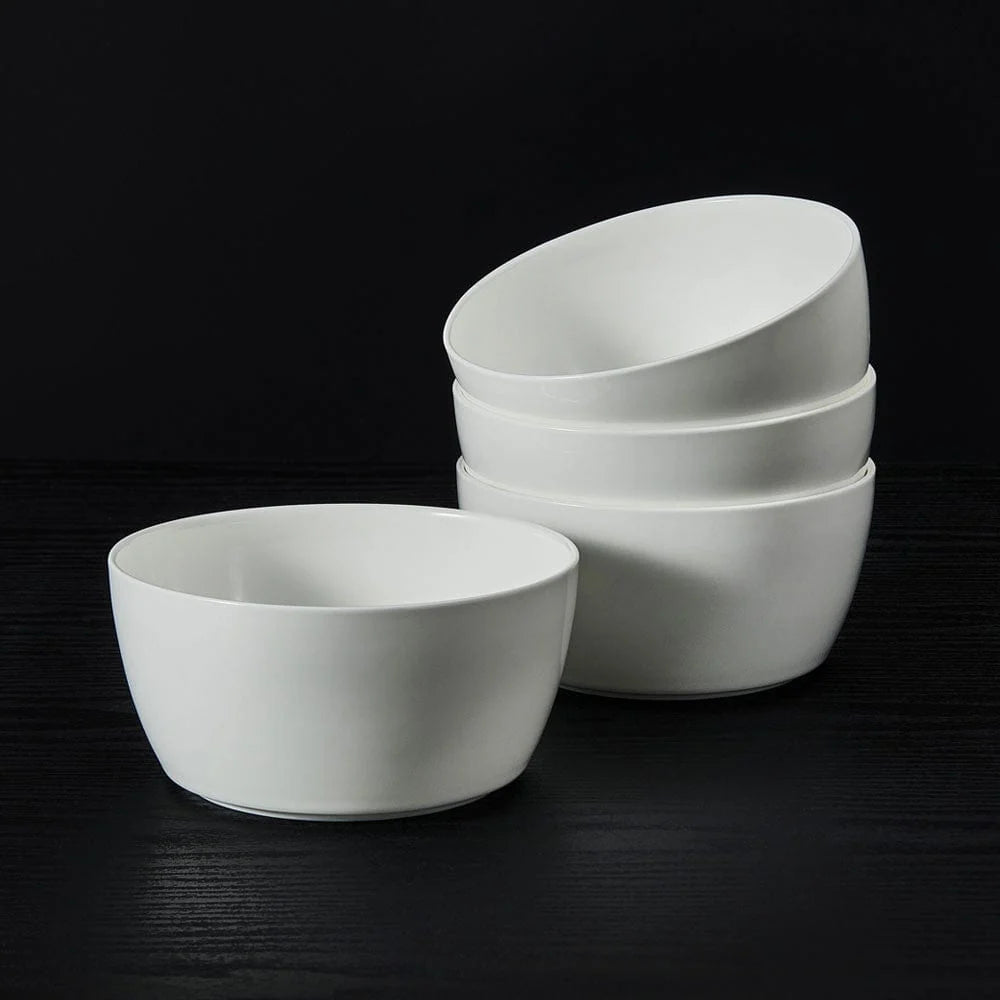 Soup Bowls and Cereal Bowls, Set of 4 White Bone China Bowls, 27