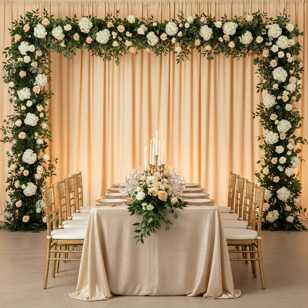 Spandex 4-Way Stretch Backdrop Drape Curtain, Champagne, 10ft H x