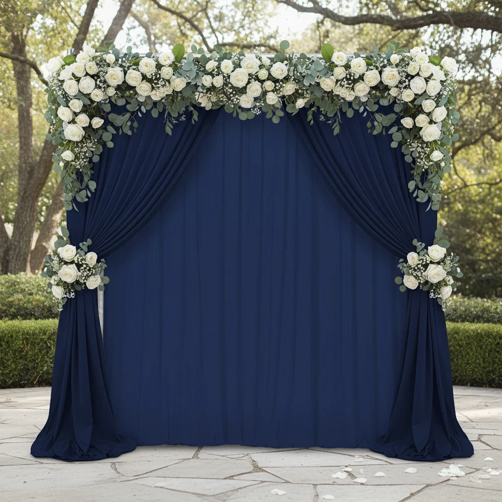 Spandex Backdrop Curtain in Navy Blue, 14 ft x 60 in Four-Way