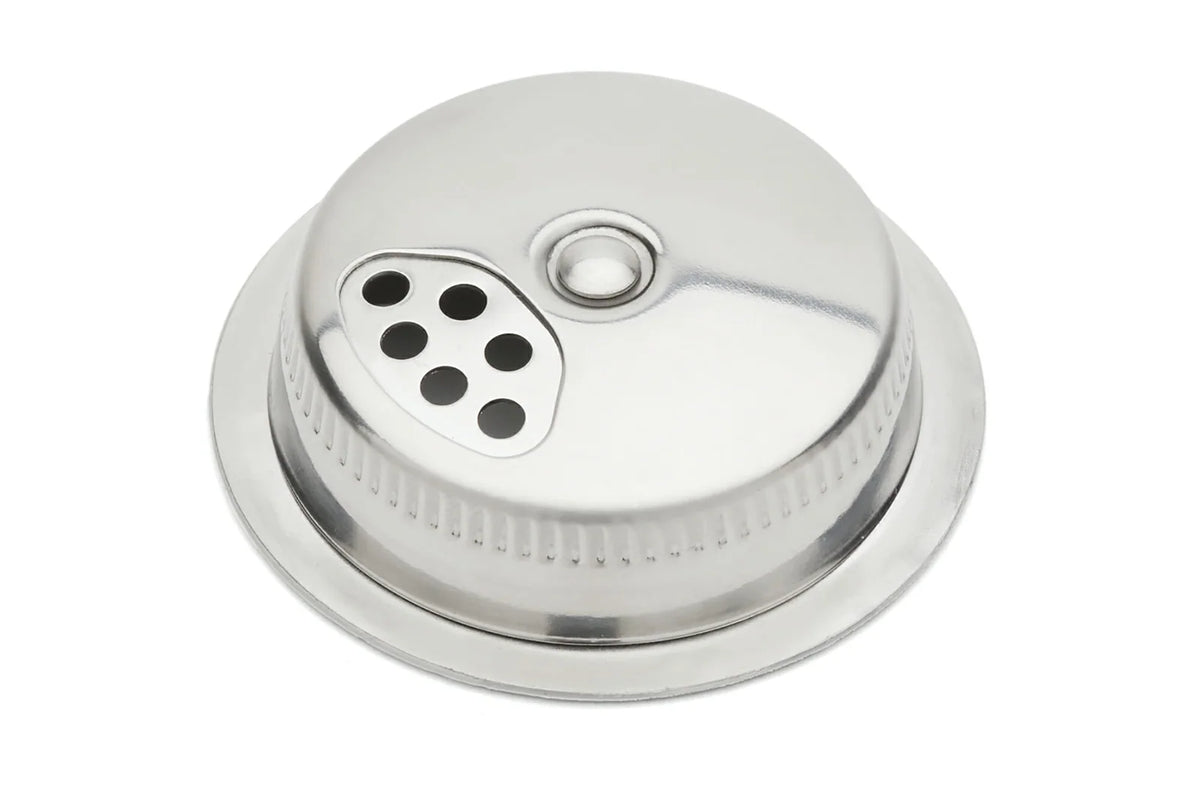 Spice Shaker Lid for Mason Jars in Stainless Steel, Dishwasher Safe and Supplied with a Matching Steel Band