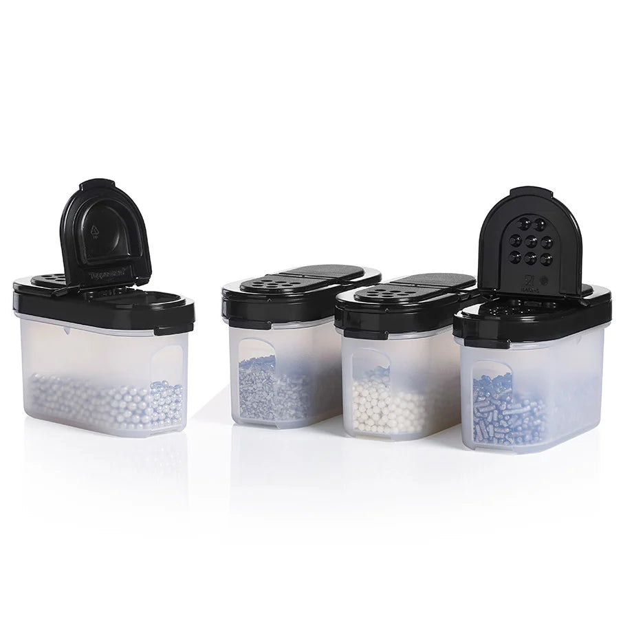 Spice Shaker Set with Dual-Sided Lids, Four 1/2-Cup Containers for Fresh Herbs, Seasonings and Easy Sprinkle or Pour Use