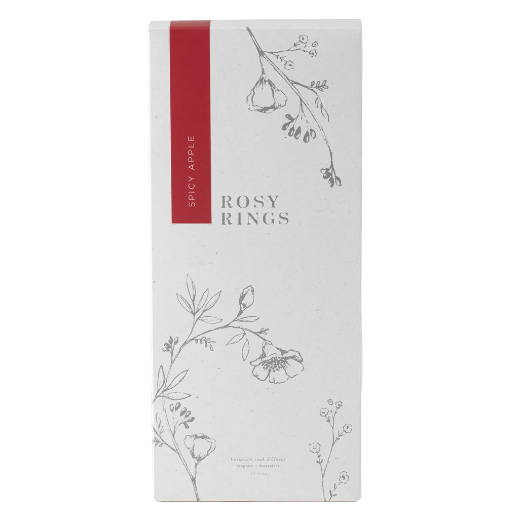 Spicy Apple Reed Diffuser with Real Botanicals, Cinnamon Fragrance and 10 Reeds for Flame-Free Home Scenting