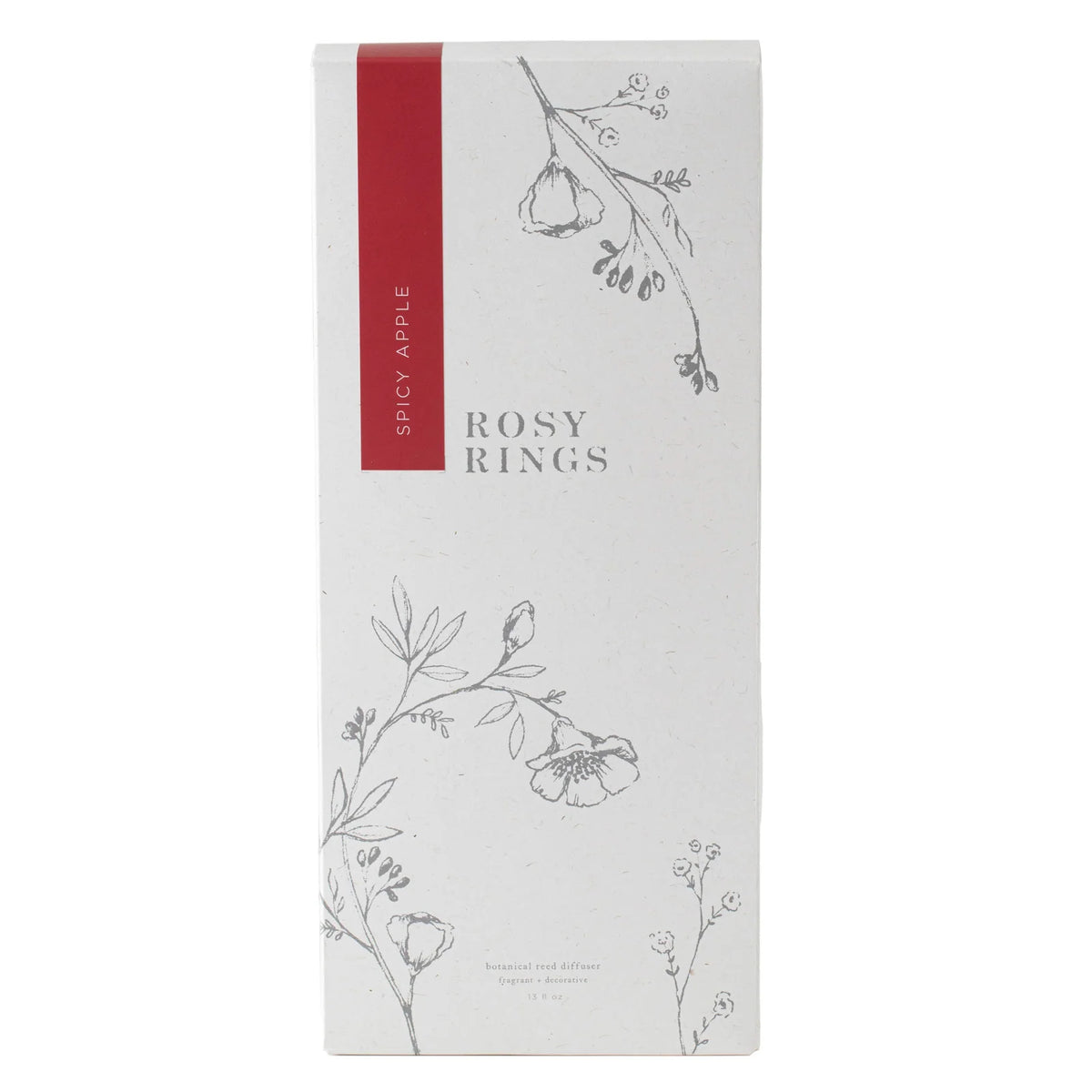 Spicy Apple Reed Diffuser with Real Botanicals, Cinnamon Fragrance and 10 Reeds for Flame-Free Home Scenting