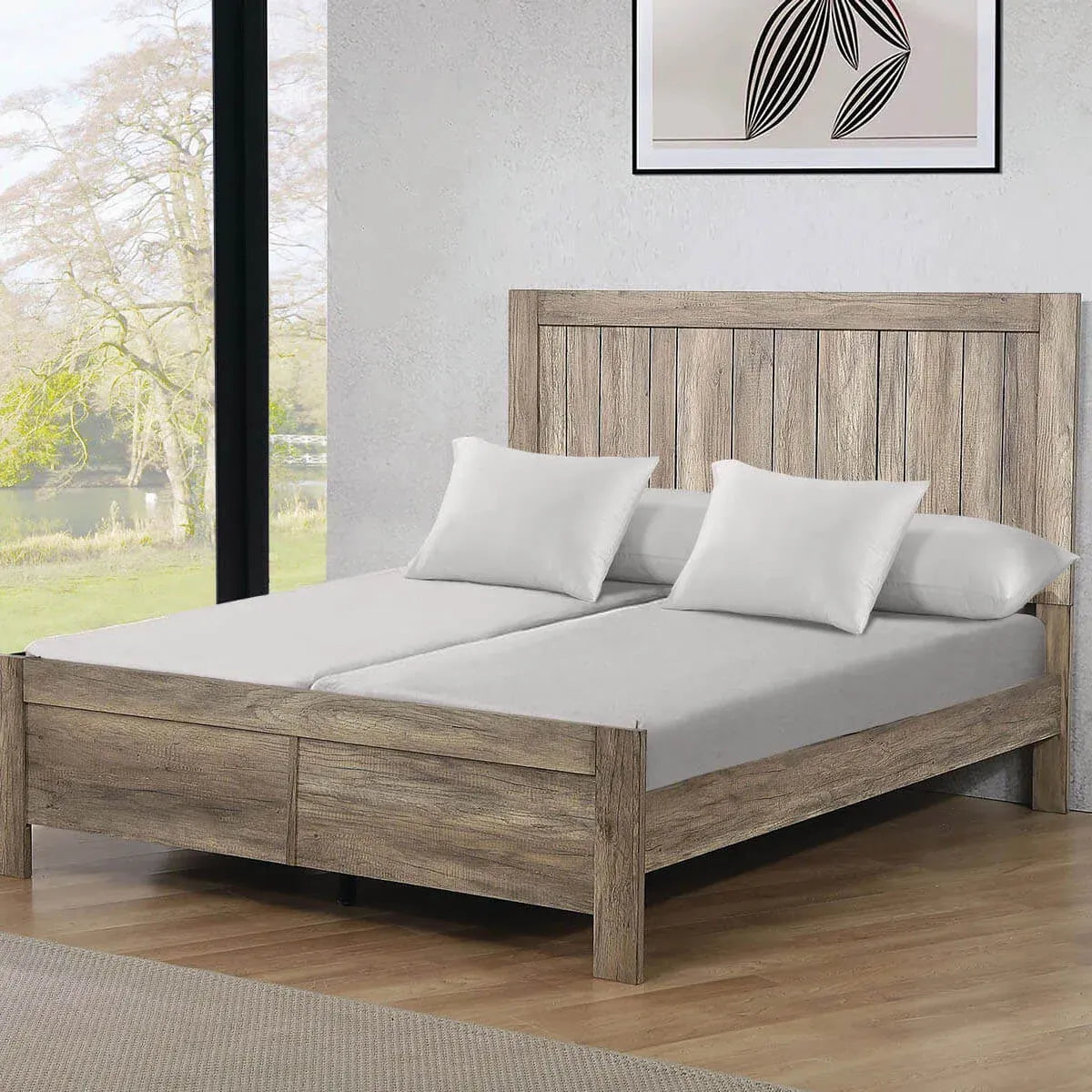 Split King Adjustable Bed Sheet Set in 100% Bamboo Viscose with Two Fully Elasticized Twin XL Fitted Sheets