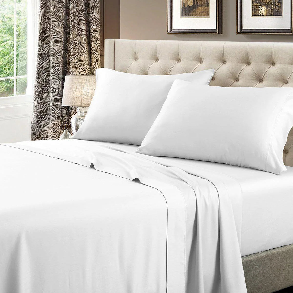 Split Top King Sheet Set, 600 Thread Count Long-Staple Cotton with 18-Inch Deep Pockets for Adjustable Beds — White