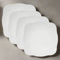 Square Dinner Plates in White Stoneware, Set of Four 10-Inch