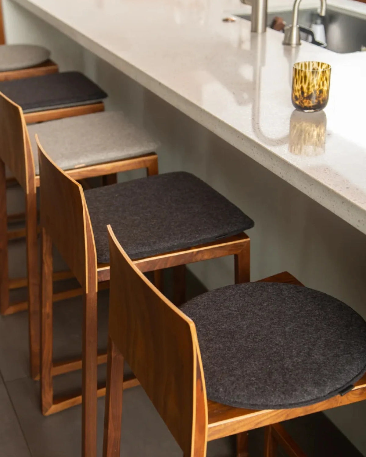 Square Merino Wool Seat Cushion in Charcoal