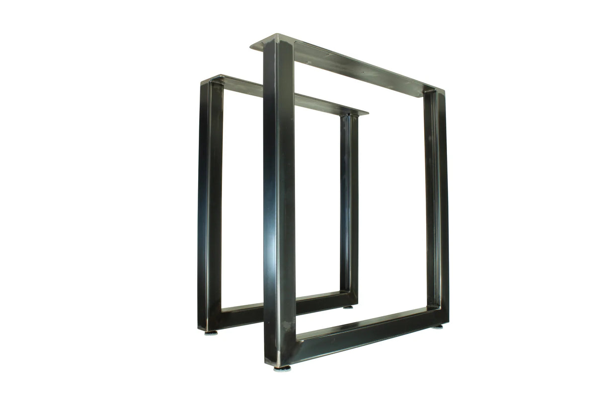Square Metal Table Legs, Set of Two with Adjustable Feet, Custom Heights, Widths and Four Finish