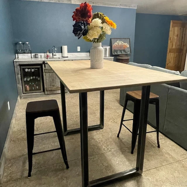 Square Metal Table Legs, Set of Two with Adjustable Feet, Custom Heights, Widths and Four Finish
