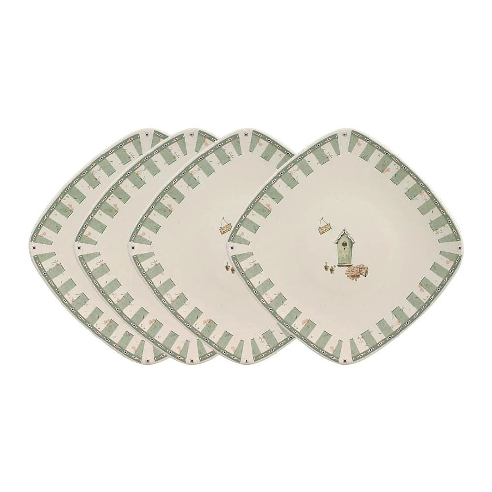 Square Salad Plates Set of 4 in Stoneware, Each 8-1/4 Inches Wide