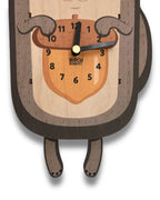 Squirrel Pendulum Wall Clock with Silent Quartz Movement and a Layered Woodland Design for Kids