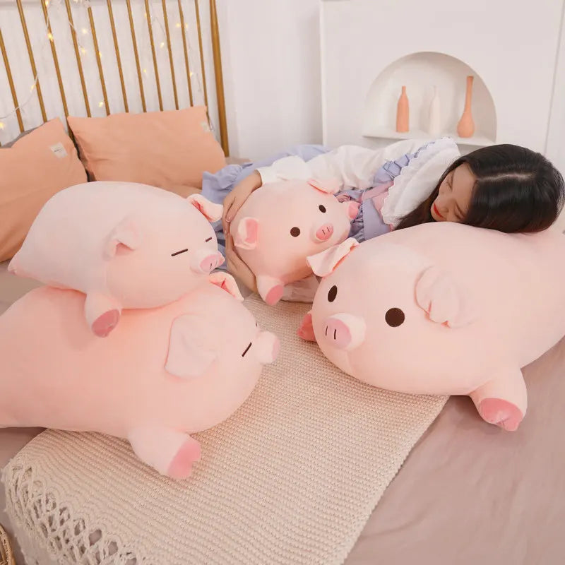 Squishy Pig Pillow for Cuddling and Home Decor in Awake or Sleeping Designs and Sizes from 40 to 75 cm