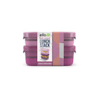 Stackable Bento Lunch Containers in a Set of Two with a Removable Divider and Stainless Steel Utensils
