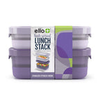 Stackable Bento Lunch Containers in a Set of Two with a Removable Divider and Stainless Steel Utensils