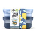 Stackable Bento Lunch Containers in a Set of Two with a Removable Divider and Stainless Steel Utensils — Blueberry