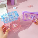 Stackable Sanrio Storage Boxes Set of 3 with Kuromi, Cinnamoroll and My Melody Designs · stackable storage boxes