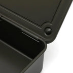 Stackable Steel Storage Box T-190 with an Interlocking Lid and Spring-Loaded Latch for Desk Organization