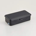 Stackable Steel Storage Box T-190 with an Interlocking Lid and Spring-Loaded Latch for Desk Organization — Black