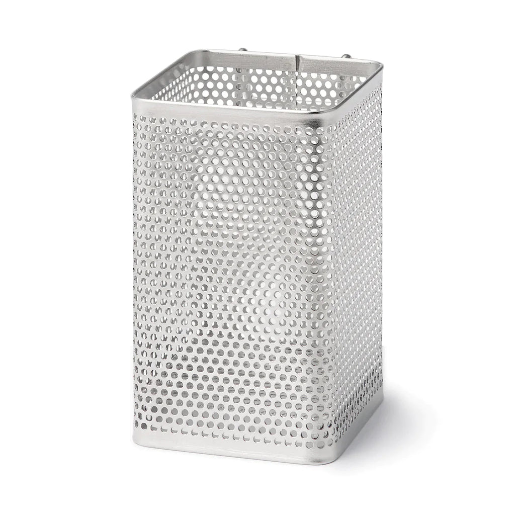 Stainless Steel Cutlery Stand with Rack-Hanging Hook, Easy-Clean Design and Small or Large Size — Small (W2.3 x D2.3 x H3.9")