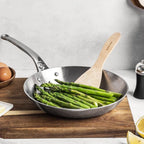 Stainless Steel Frying Pan for Fast, Even Heating, Featuring 5-Ply Construction and a Mirror-Polished Finish