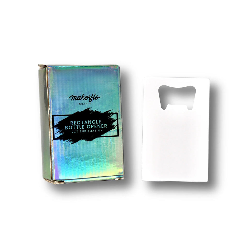 Stainless Steel Rectangle Bottle Opener Blanks, Pack of 12