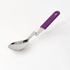 Stainless Steel Serving Utensils with Cool-Touch Silicone Handles and a Balanced Pot-Rim Resting Design